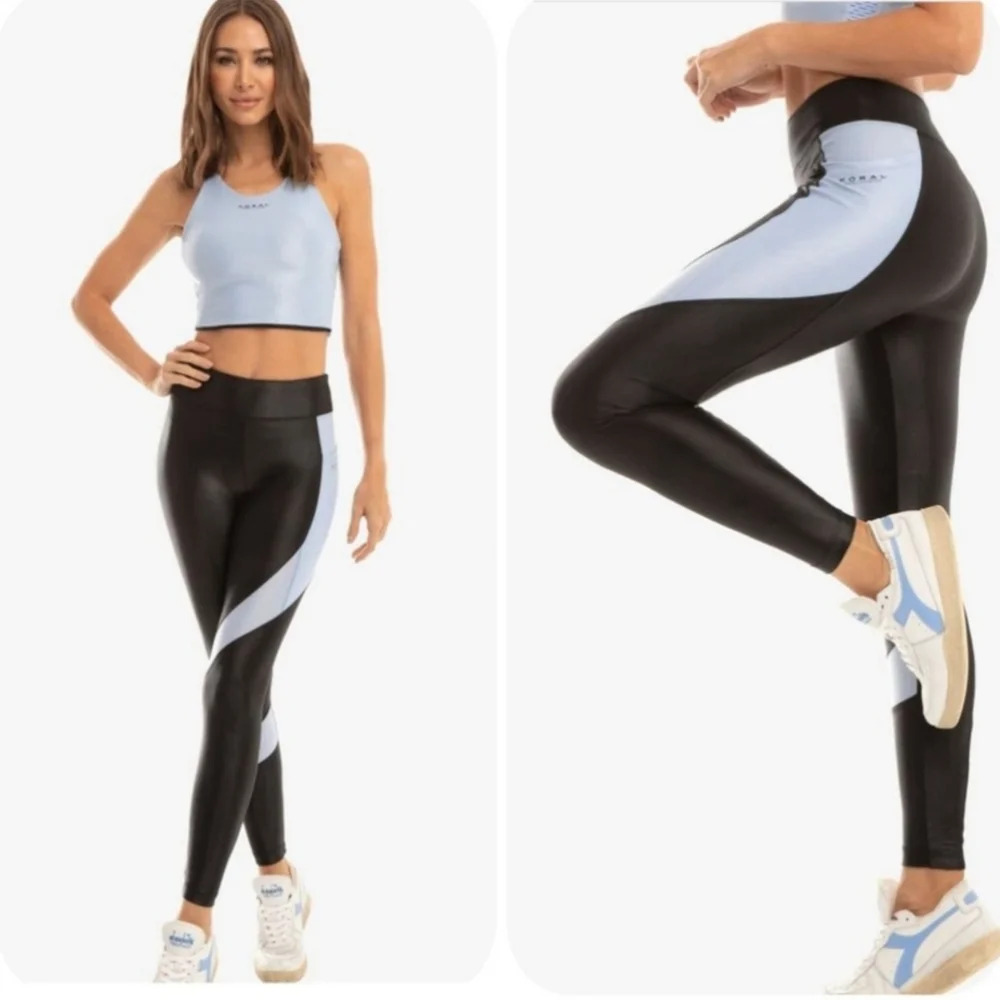 NWT Koral Pista Infinity High Rise Leggings In Black / Bel Air
